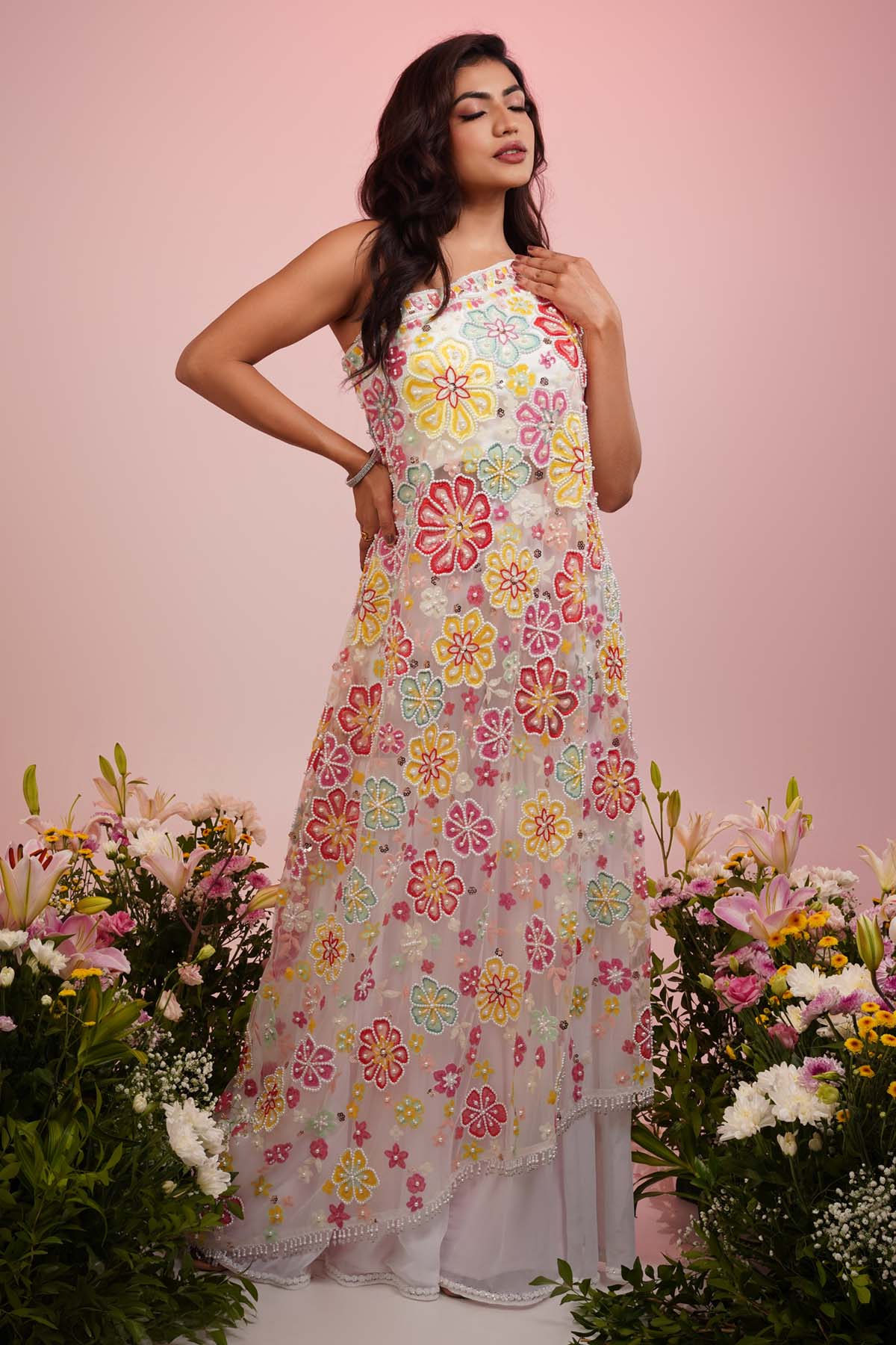 Priyanka Kar Multicolor Floral Sharara Set for women online at ScrollnShops